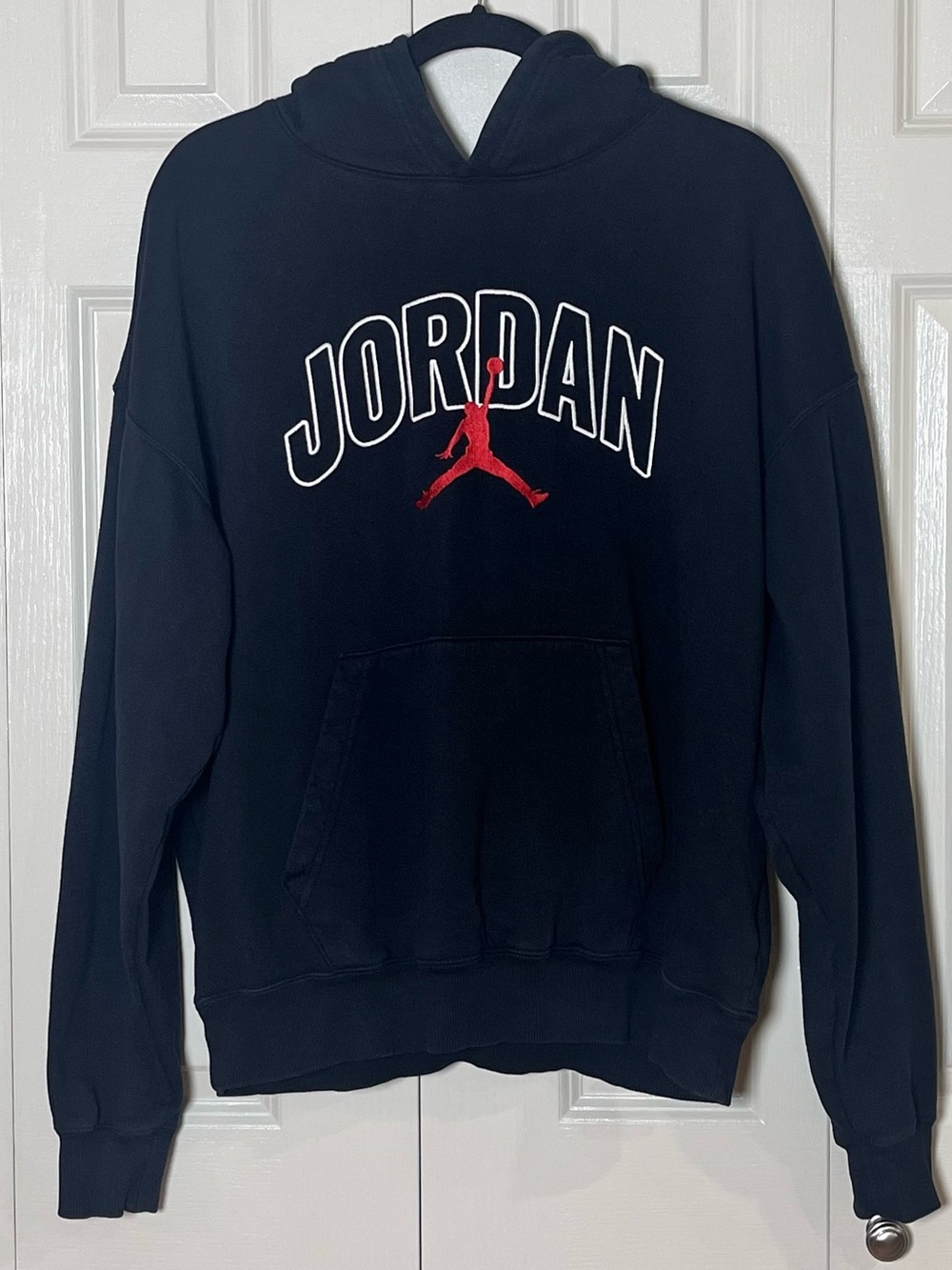 Air Jordan Black Pullover Hoodie With Red Jumpman Mens Oversized Size Medium
